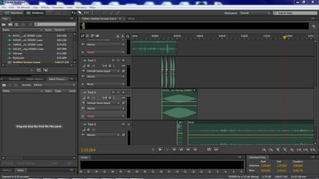 Partial screen shot of "The Champ" being developed in Audition. There were 9 tracks in total.  